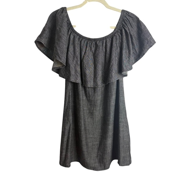 Reformation Tennessee Panama Gray Chambray Denim Ruffled Mini Dress Size Small - Picture 4 of 10
